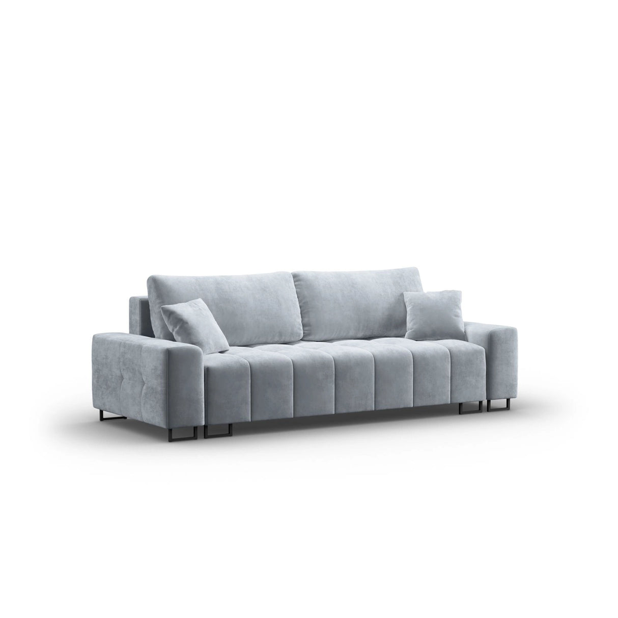 Wicklow 3-Sitzer Sofa mit Schlaffunktion und Stauraum, aus Samt in Hellblau (Monolith 70), 250x105x90 cm von Cosmopolitan Design – Bild 3