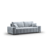 Wicklow 3-Sitzer Sofa mit Schlaffunktion und Stauraum, aus Samt in Hellblau (Monolith 70), 250x105x90 cm von Cosmopolitan Design – Bild 3