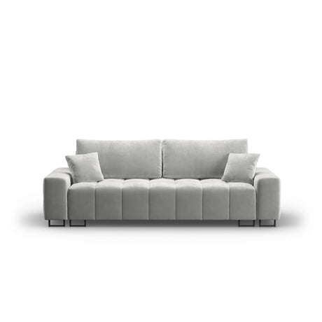 Wicklow 3-Sitzer Sofa mit Schlaffunktion und Stauraum, aus Samt in Hellgrau (Monolith 84), 250x105x90 cm von Cosmopolitan Design – Bild 1
