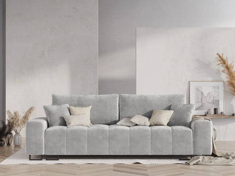 Wicklow 3-Sitzer Sofa mit Schlaffunktion und Stauraum, aus Samt in Hellgrau (Monolith 84), 250x105x90 cm von Cosmopolitan Design – Bild 2