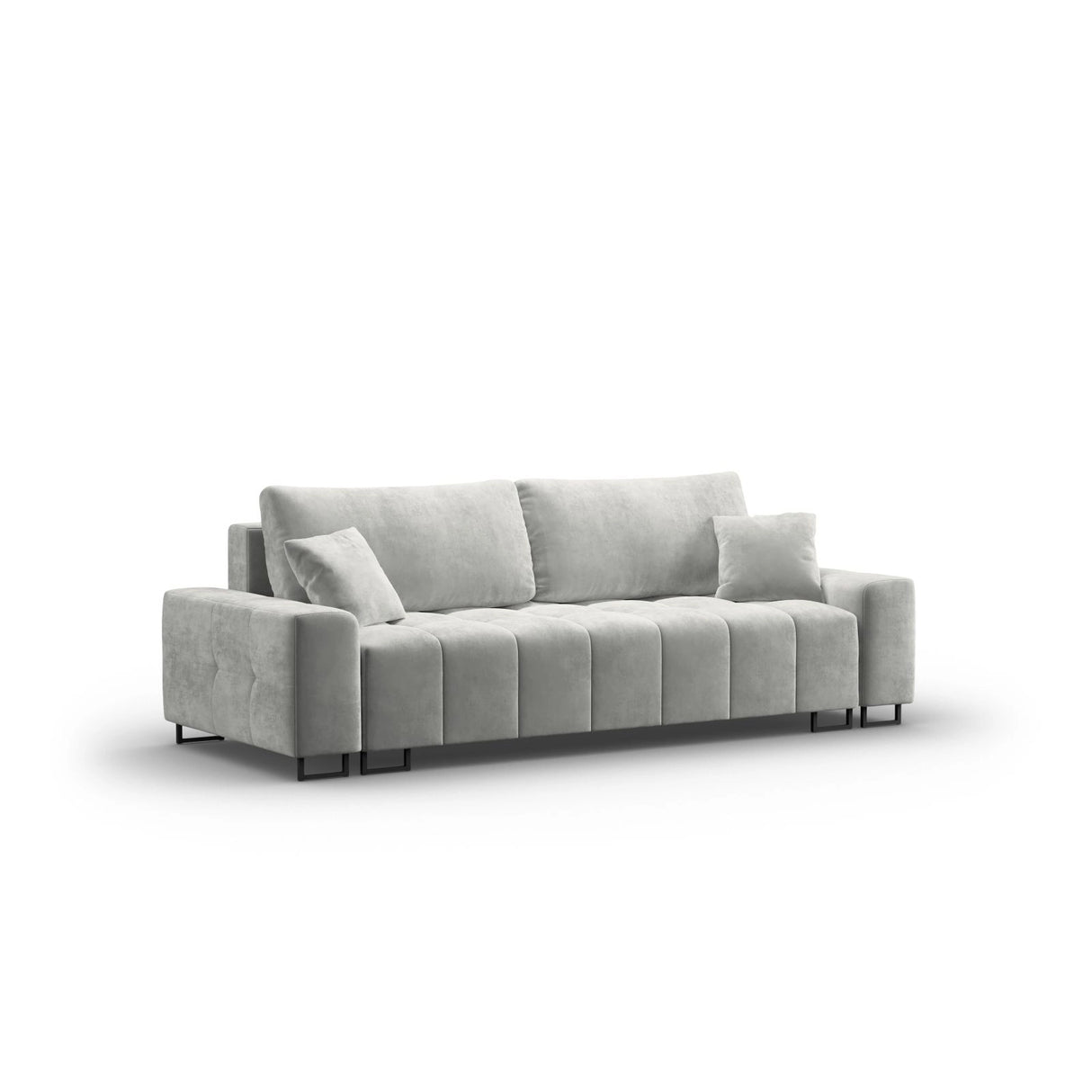 Wicklow 3-Sitzer Sofa mit Schlaffunktion und Stauraum, aus Samt in Hellgrau (Monolith 84), 250x105x90 cm von Cosmopolitan Design – Bild 3