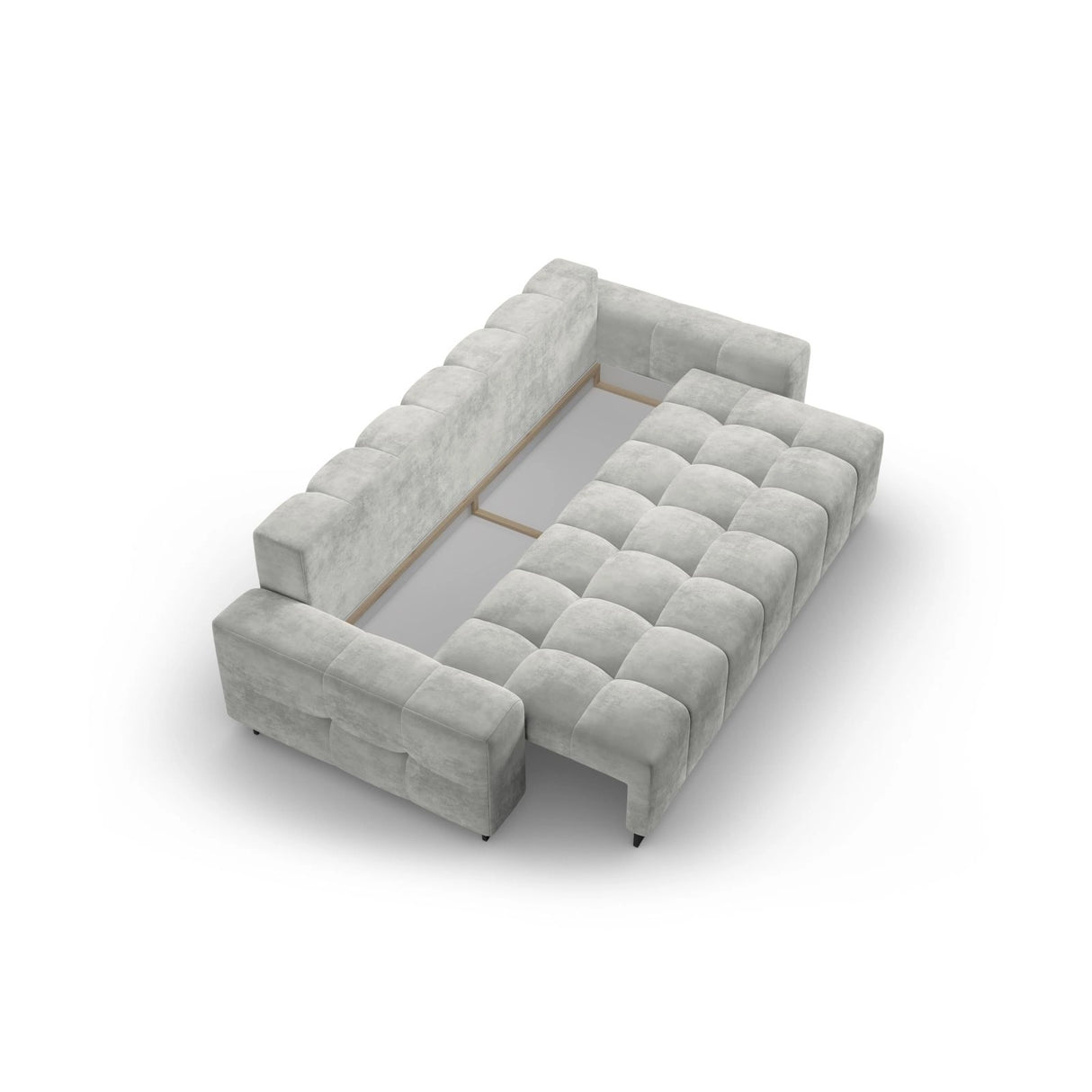 Wicklow 3-Sitzer Sofa mit Schlaffunktion und Stauraum, aus Samt in Hellgrau (Monolith 84), 250x105x90 cm von Cosmopolitan Design – Bild 4