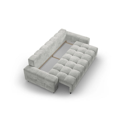 Wicklow 3-Sitzer Sofa mit Schlaffunktion und Stauraum, aus Samt in Hellgrau (Monolith 84), 250x105x90 cm von Cosmopolitan Design – Bild 4