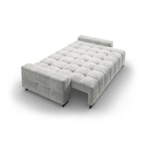 Wicklow 3-Sitzer Sofa mit Schlaffunktion und Stauraum, aus Samt in Hellgrau (Monolith 84), 250x105x90 cm von Cosmopolitan Design – Bild 5