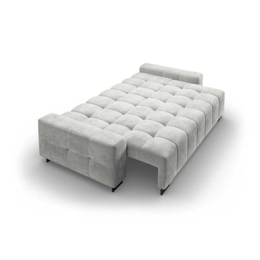 Wicklow 3-Sitzer Sofa mit Schlaffunktion und Stauraum, aus Samt in Hellgrau (Monolith 84), 250x105x90 cm von Cosmopolitan Design – Bild 5