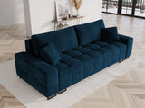 Wicklow 3-Sitzer Sofa mit Schlaffunktion und Stauraum, aus Samt in Königsblau (Monolith 77), 250x105x90 cm von Cosmopolitan Design – Bild 2