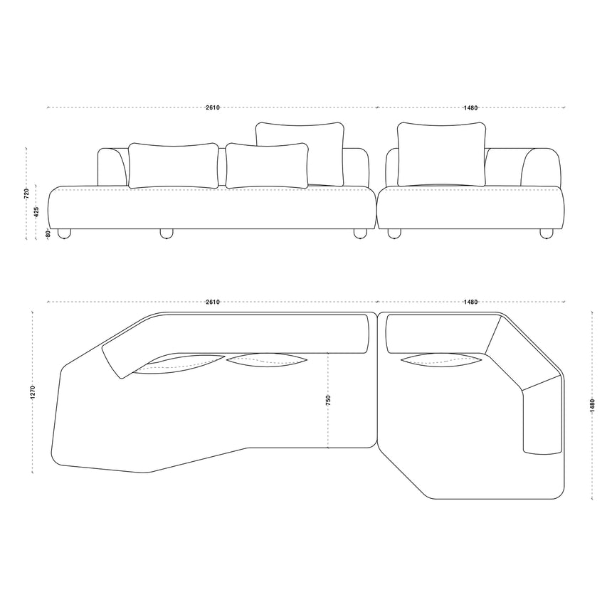 CAMILLE Sofa Lounge Rechts - ZEN ZONE Furniture