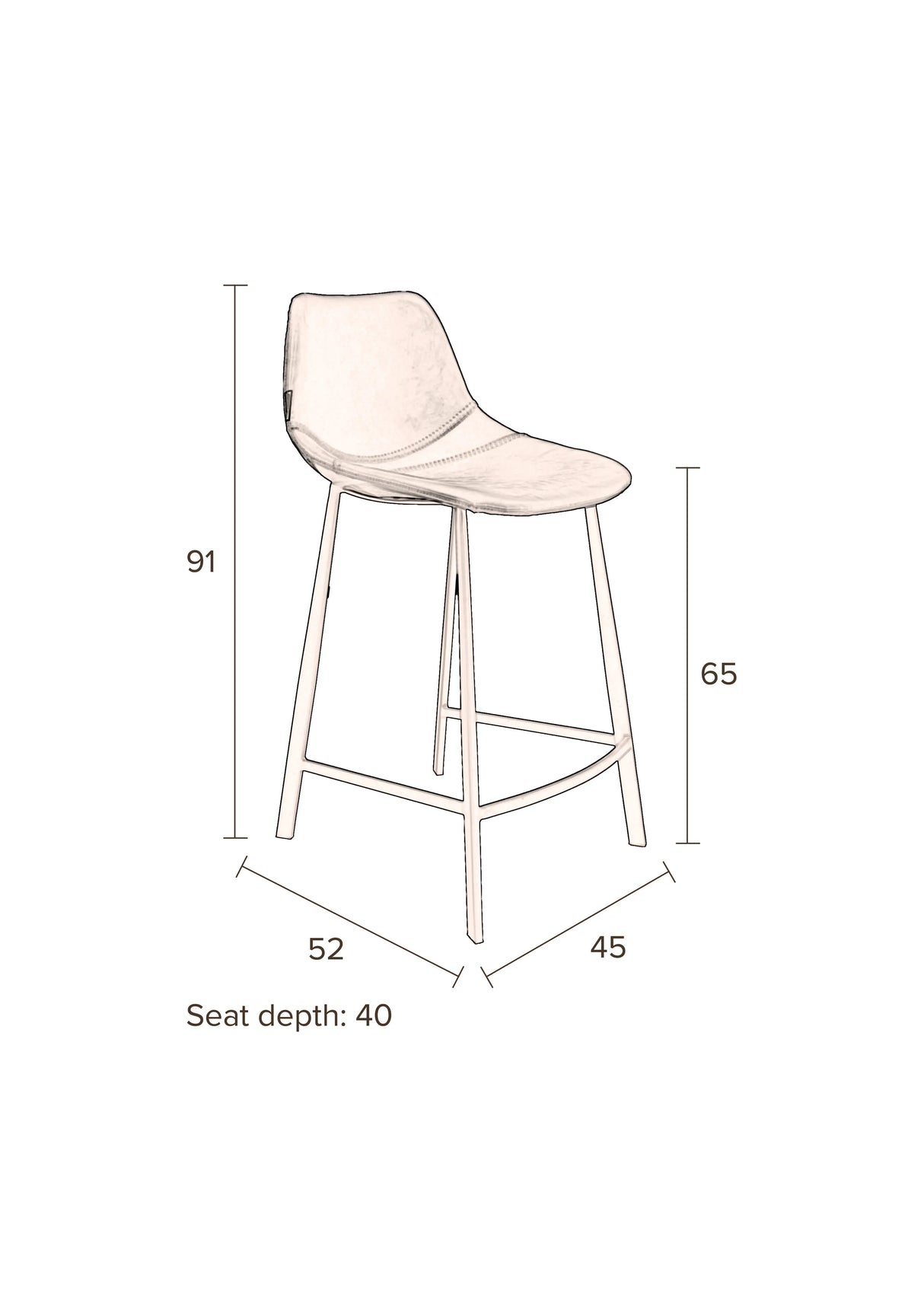 Franky Hocker Schwarz 65 cm von Dutchbone – Produktbild 10