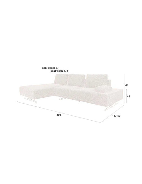 Shelly Sofa Chaiselongue Links Off-White 308x184x90 von Dutchbone – Produktbild 10