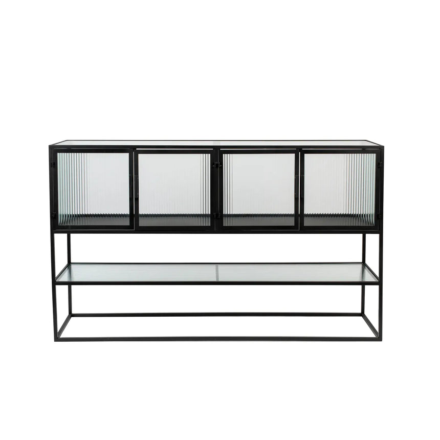 Sideboard Boli aus pulverbeschichtetem Stahl in Schwarz, 150×35×90 cm - ZEN ZONE Furniture