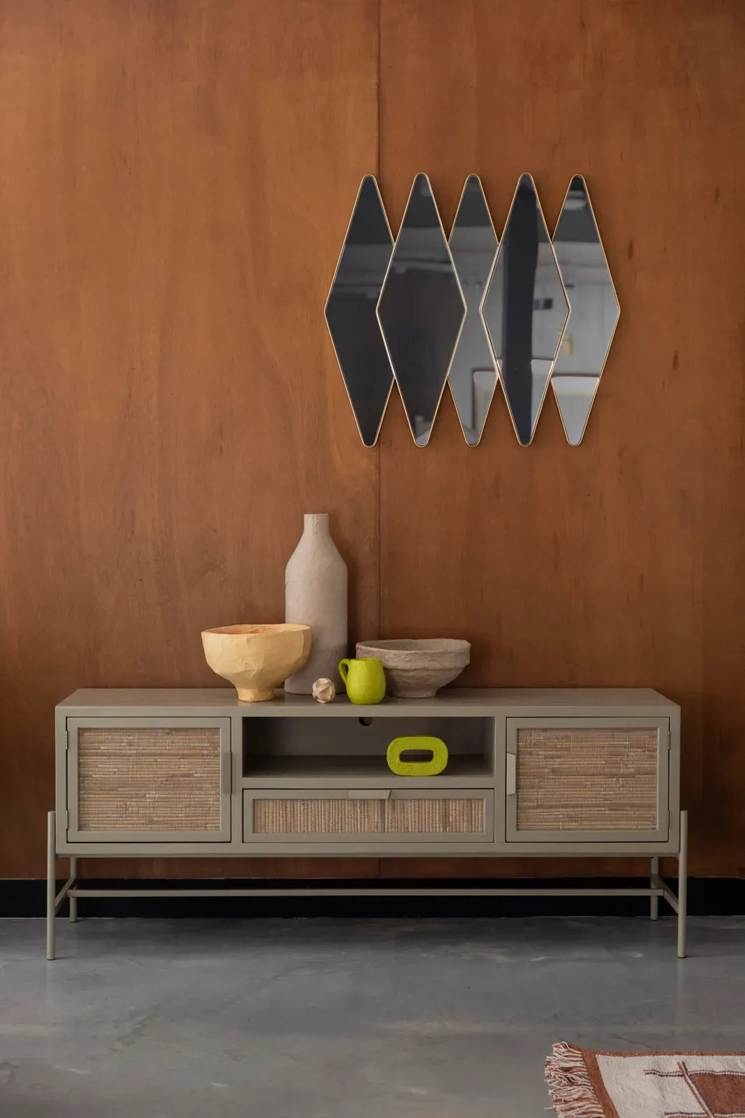 Sideboard Yasu aus Fichtenholz in Beige, 148×38×60 cm