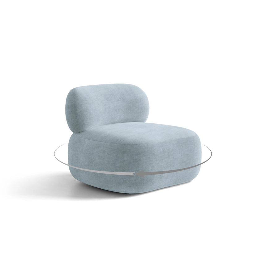 Amalfi Drehsessel aus Chenille in Pastellblau (Golden 72), 84x91 cm von Ferrani Interiors – Bild 1