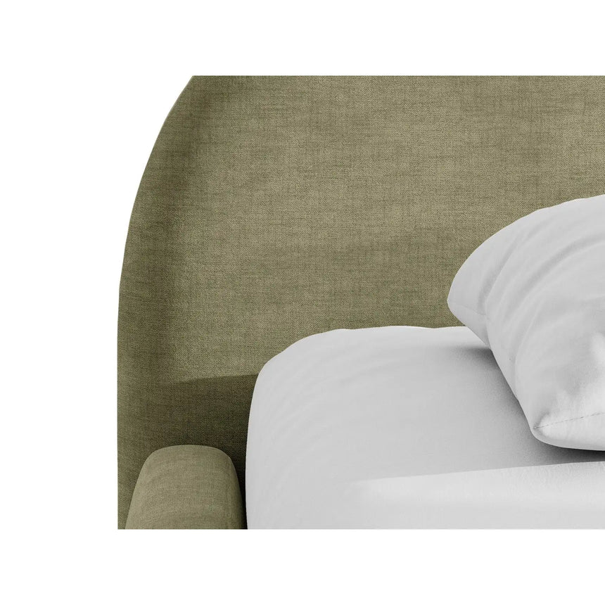 Amalfi Polsterbett mit Bettkasten und Kopfteil aus Chenille in Hellolive (Golden 31), 140x200 cm von Ferrani Interiors – Bild 6