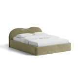 Amalfi Polsterbett mit Bettkasten und Kopfteil aus Chenille in Hellolive (Golden 31), 200x200 cm von Ferrani Interiors – Bild 1