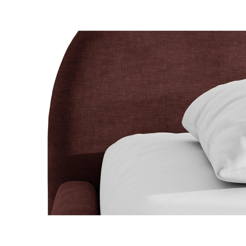 Amalfi Polsterbett mit Bettkasten und Kopfteil aus Chenille in Kirschholz (Golden 68), 160x200 cm von Ferrani Interiors – Bild 6