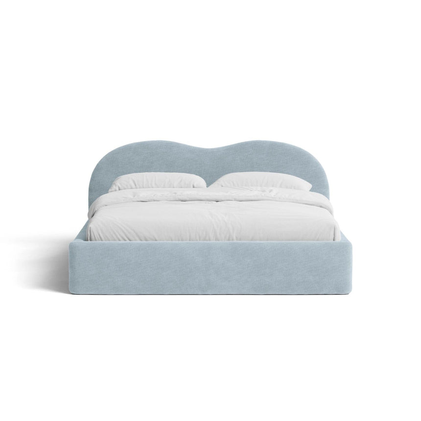 Amalfi Polsterbett mit Bettkasten und Kopfteil aus Chenille in Pastellblau (Golden 72), 200x200 cm von Ferrani Interiors – Bild 5