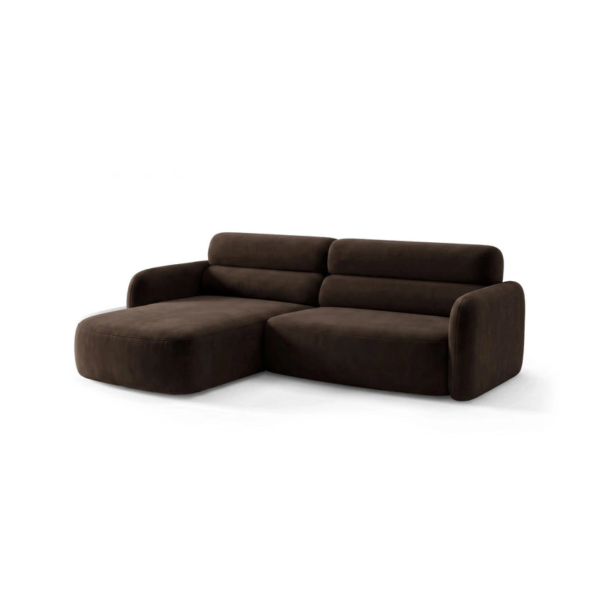 Carrara 3-Sitzer Ecksofa links aus Samt in Dunkelbraun (Bluvel 48), 219x165 cm von Ferrani Interiors – Bild 4