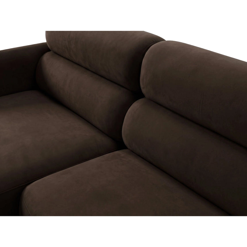 Carrara 3-Sitzer Ecksofa links aus Samt in Dunkelbraun (Bluvel 48), 219x165 cm von Ferrani Interiors – Bild 6
