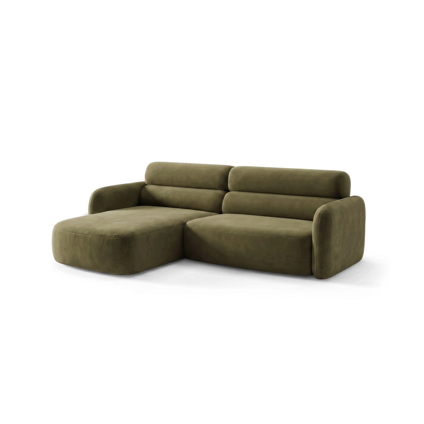 Carrara 3-Sitzer Ecksofa links aus Samt in Grün (Bluvel 77), 219x165 cm von Ferrani Interiors – Bild 4