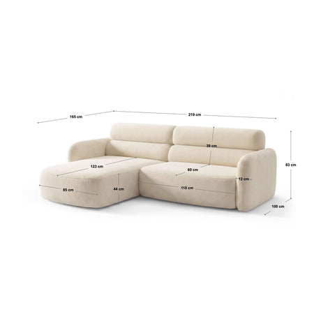 Carrara 3-Sitzer Ecksofa links aus Strukturstoff in Beige (Scott Sand), 219x165 cm von Ferrani Interiors – Bild 3