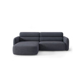 Carrara 3-Sitzer Ecksofa links aus Strukturstoff in Dunkelblau (Scott Ocean), 219x165 cm von Ferrani Interiors – Bild 1