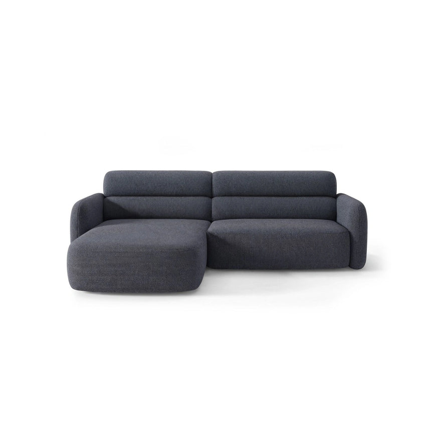 Carrara 3-Sitzer Ecksofa links aus Strukturstoff in Dunkelblau (Scott Ocean), 219x165 cm von Ferrani Interiors – Bild 1