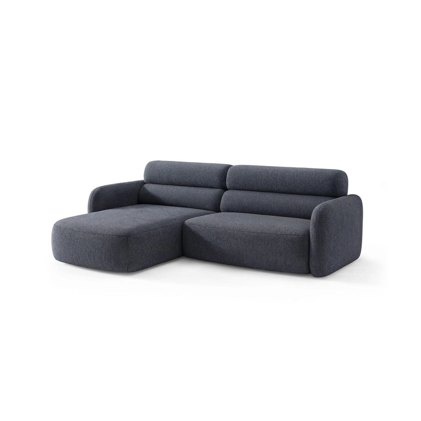 Carrara 3-Sitzer Ecksofa links aus Strukturstoff in Dunkelblau (Scott Ocean), 219x165 cm von Ferrani Interiors – Bild 4