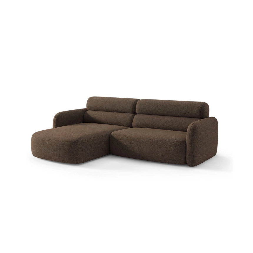 Carrara 3-Sitzer Ecksofa links aus Strukturstoff in Dunkelbraun (Scott Ebony), 219x165 cm von Ferrani Interiors – Bild 4