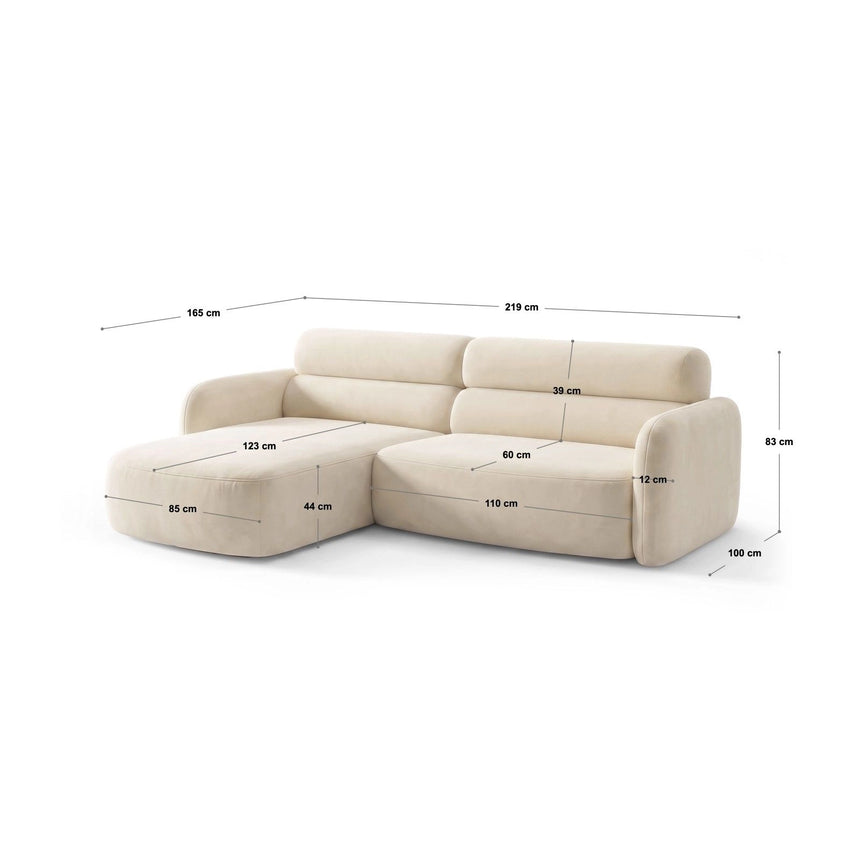 Carrara 3-Sitzer Ecksofa links aus Strukturstoff in Grau (Scott Ash), 219x165 cm von Ferrani Interiors – Bild 3