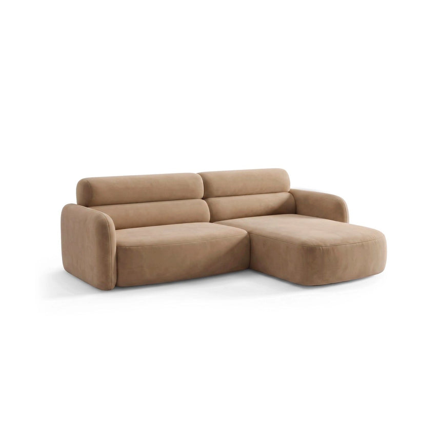 Carrara 3-Sitzer Ecksofa rechts aus Samt in Beige (Bluvel 28), 219x165 cm von Ferrani Interiors – Bild 4