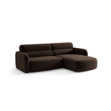 Carrara 3-Sitzer Ecksofa rechts aus Samt in Dunkelbraun (Bluvel 48), 219x165 cm von Ferrani Interiors – Bild 4