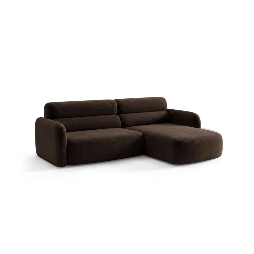 Carrara 3-Sitzer Ecksofa rechts aus Samt in Dunkelbraun (Bluvel 48), 219x165 cm von Ferrani Interiors – Bild 4