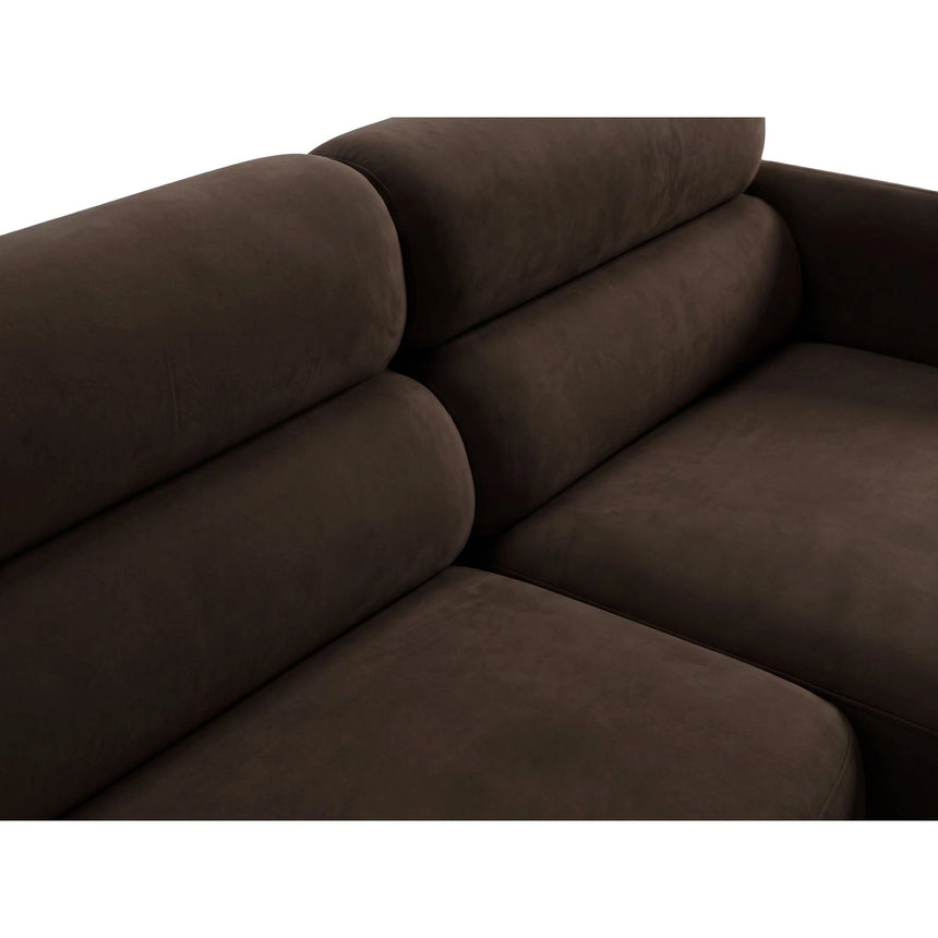 Carrara 3-Sitzer Ecksofa rechts aus Samt in Dunkelbraun (Bluvel 48), 219x165 cm von Ferrani Interiors – Bild 6