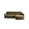 Carrara 3-Sitzer Ecksofa rechts aus Samt in Grün (Bluvel 77), 219x165 cm von Ferrani Interiors – Bild 1