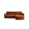 Carrara 3-Sitzer Ecksofa rechts aus Samt in Terrakotta (Bluvel 4215), 219x165 cm von Ferrani Interiors – Bild 1