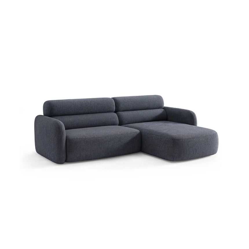 Carrara 3-Sitzer Ecksofa rechts aus Strukturstoff in Dunkelblau (Scott Ocean), 219x165 cm von Ferrani Interiors – Bild 4