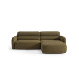 Carrara 3-Sitzer Ecksofa rechts aus Strukturstoff in Oliv (Scott Moss), 219x165 cm von Ferrani Interiors – Bild 1