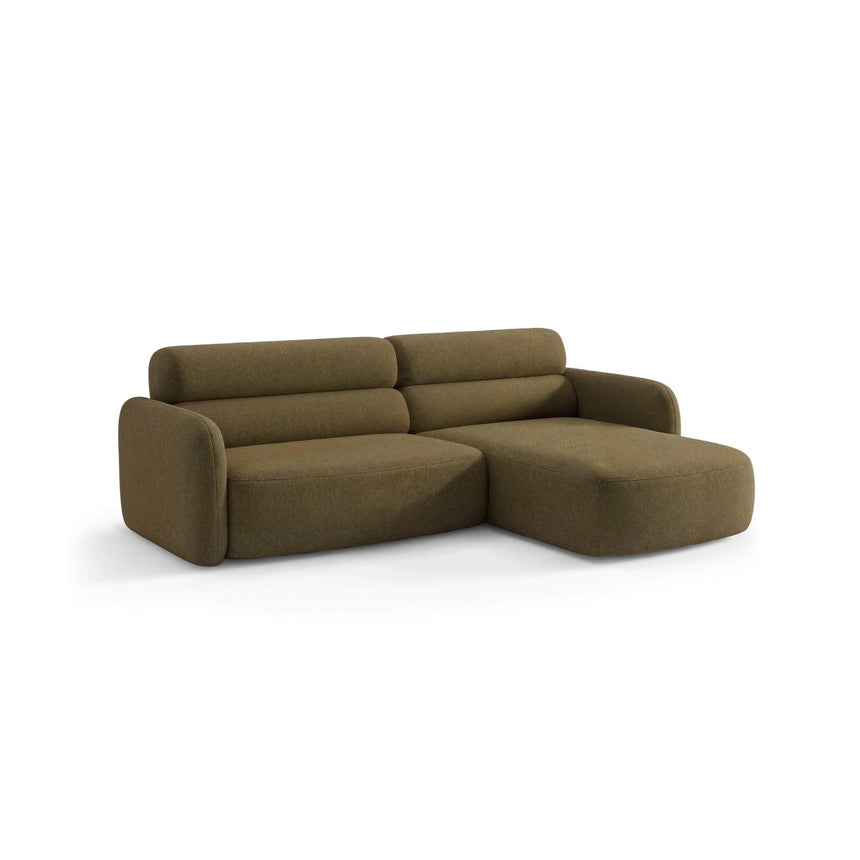 Carrara 3-Sitzer Ecksofa rechts aus Strukturstoff in Oliv (Scott Moss), 219x165 cm von Ferrani Interiors – Bild 4