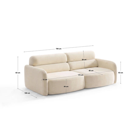 Carrara 3-Sitzer Sofa aus Strukturstoff in Beige (Scott Sand), 194x100 cm von Ferrani Interiors – Bild 3