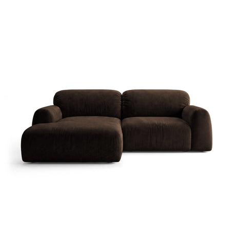 Livorno 3-Sitzer Ecksofa links aus Samt in Dunkelbraun (Bluvel 48), 240x158 cm von Ferrani Interiors – Bild 1
