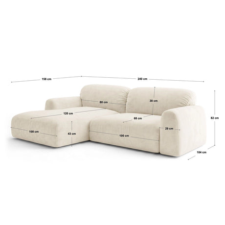 Livorno 3-Sitzer Ecksofa rechts aus Samt, 240x158 cm von Ferrani Interiors – Bild 3