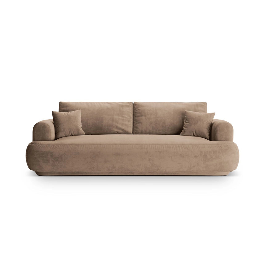 Luce 3-Sitzer Sofa mit Schlaffunktion, ausklappbar, aus Samt in Dunkelbeige (Vogue 3), 253x108 cm von Ferrani Interiors – Bild 1