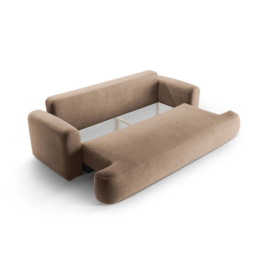 Luce 3-Sitzer Sofa mit Schlaffunktion, ausklappbar, aus Samt in Dunkelbeige (Vogue 3), 253x108 cm von Ferrani Interiors – Bild 5