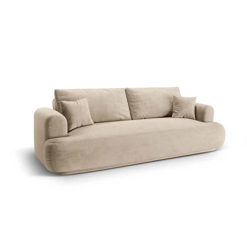 Luce 3-Sitzer Sofa mit Schlaffunktion, ausklappbar, aus Samt in Hellbeige (Vogue 1), 253x108 cm von Ferrani Interiors – Bild 3
