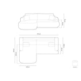 Luce 5-Sitzer modulares Ecksofa links mit Schlaffunktion, ausklappbar, aus Samt, Boucle oder Strukturstoff, 271x174 cm von Ferrani Interiors – Bild 2