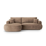 Luce 5-Sitzer modulares Ecksofa links mit Schlaffunktion, ausklappbar, aus Samt in Dunkelbeige (Vogue 3), 271x174 cm von Ferrani Interiors – Bild 1