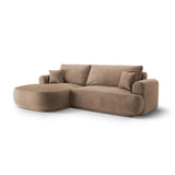 Luce 5-Sitzer modulares Ecksofa links mit Schlaffunktion, ausklappbar, aus Samt in Dunkelbeige (Vogue 3), 271x174 cm von Ferrani Interiors – Bild 3