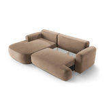 Luce 5-Sitzer modulares Ecksofa links mit Schlaffunktion, ausklappbar, aus Samt in Dunkelbeige (Vogue 3), 271x174 cm von Ferrani Interiors – Bild 5