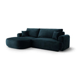 Luce 5-Sitzer modulares Ecksofa links mit Schlaffunktion, ausklappbar, aus Samt in Dunkelpetrol (Vogue 13), 271x174 cm von Ferrani Interiors – Bild 3
