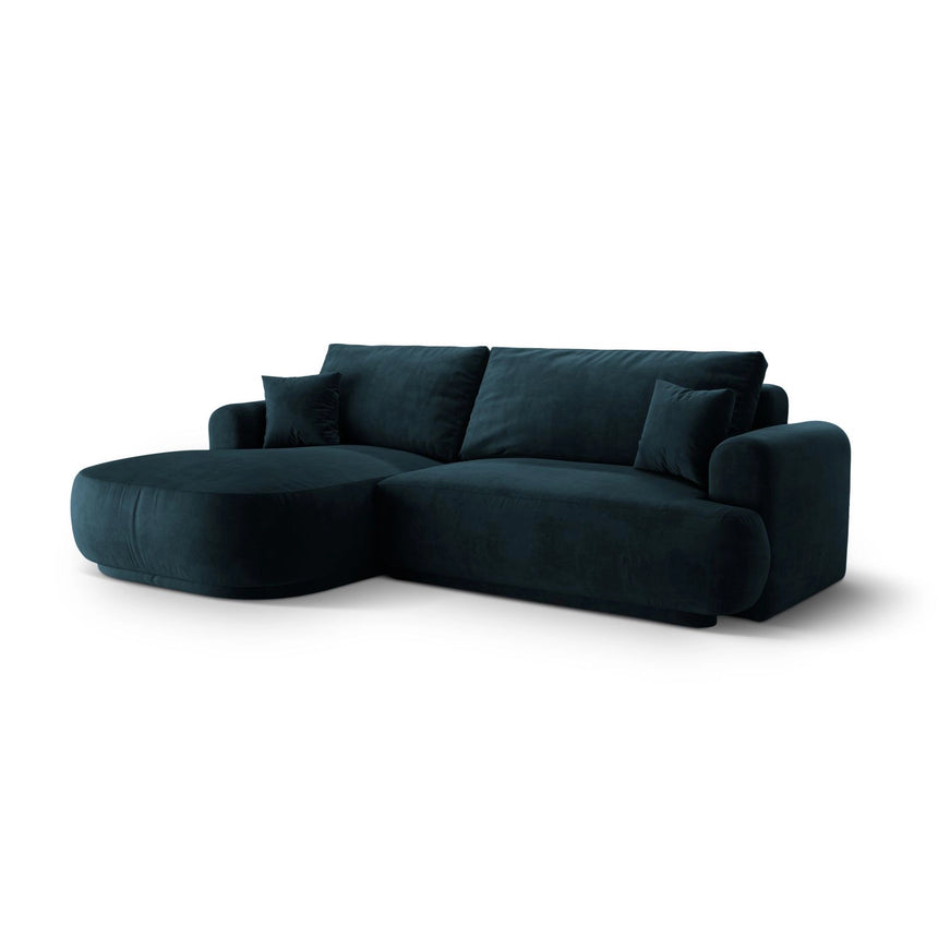 Luce 5-Sitzer modulares Ecksofa links mit Schlaffunktion, ausklappbar, aus Samt in Dunkelpetrol (Vogue 13), 271x174 cm von Ferrani Interiors – Bild 3